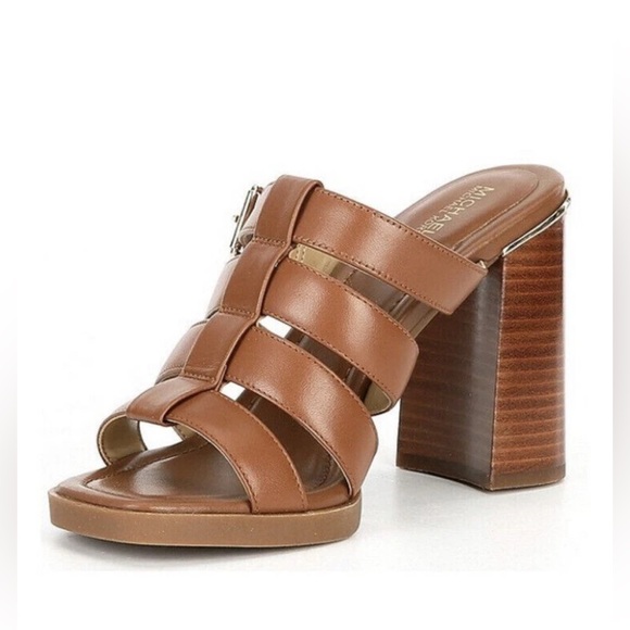 NEW MICHAEL KORS BROWN LEATHER PUMPS SANDALS‎ SIZE 8.5M $155 - Picture 7 of 9